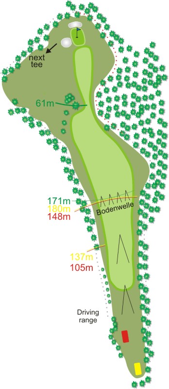 Loch 1 des Golfplatzes - Chiemsee Golf Club Prien