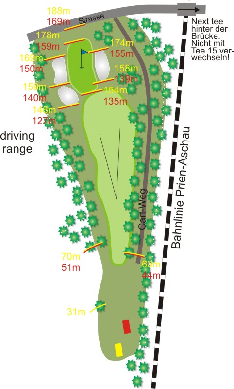 Loch 2 des Golfplatzes - Chiemsee Golf Club Prien